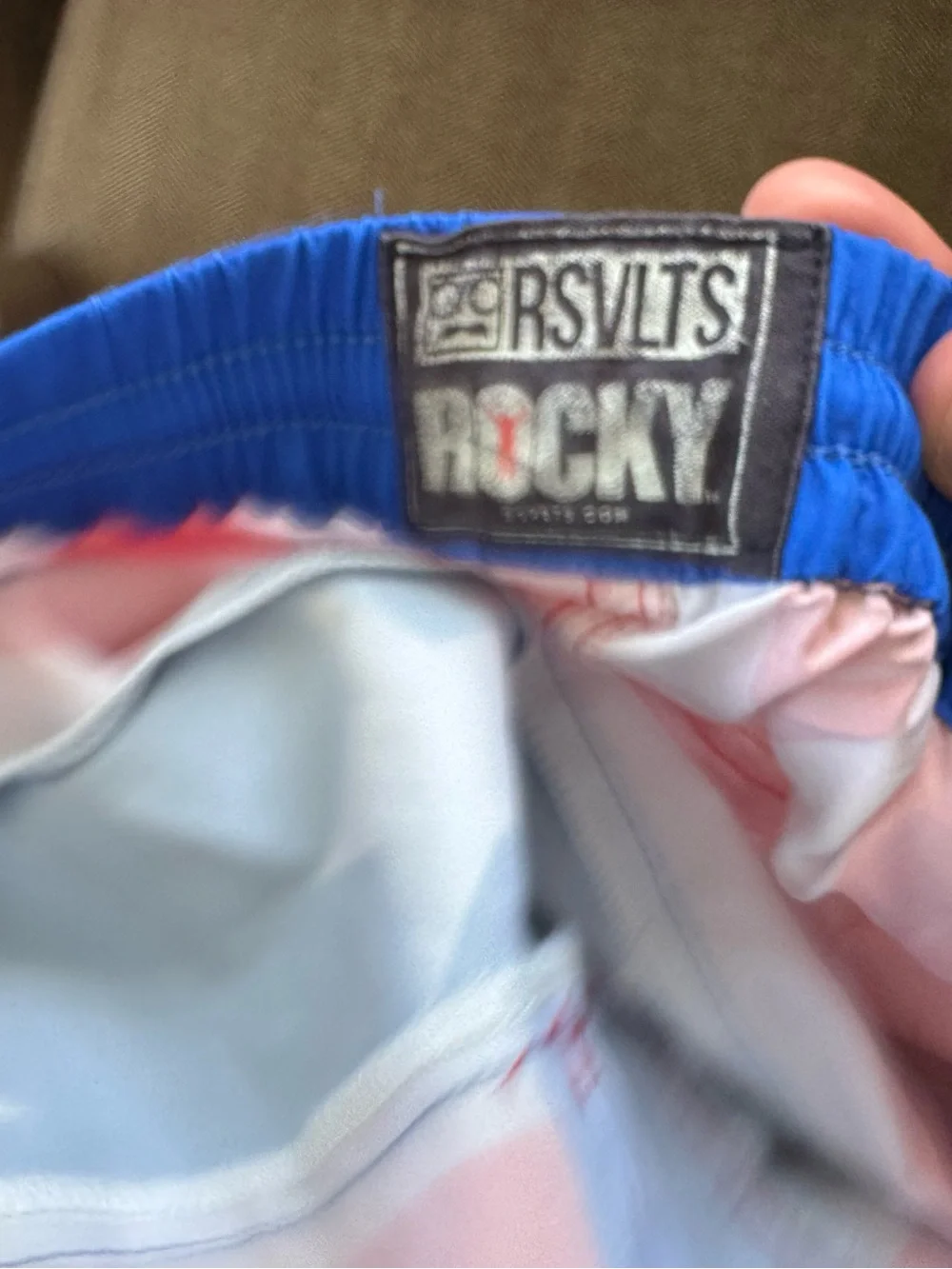 RSVLTS x ROCKY 'Hearts On Fire' Mens Hybrid Swim Boxing USA Shorts - L, EUC